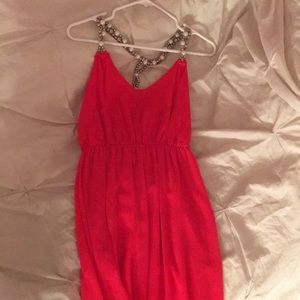 pink dress w beaded sleeves